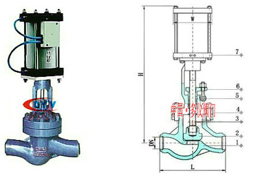 氣動焊接截止閥結(jié)構(gòu)圖