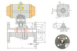 氣動(dòng)法蘭球閥結(jié)構(gòu)圖